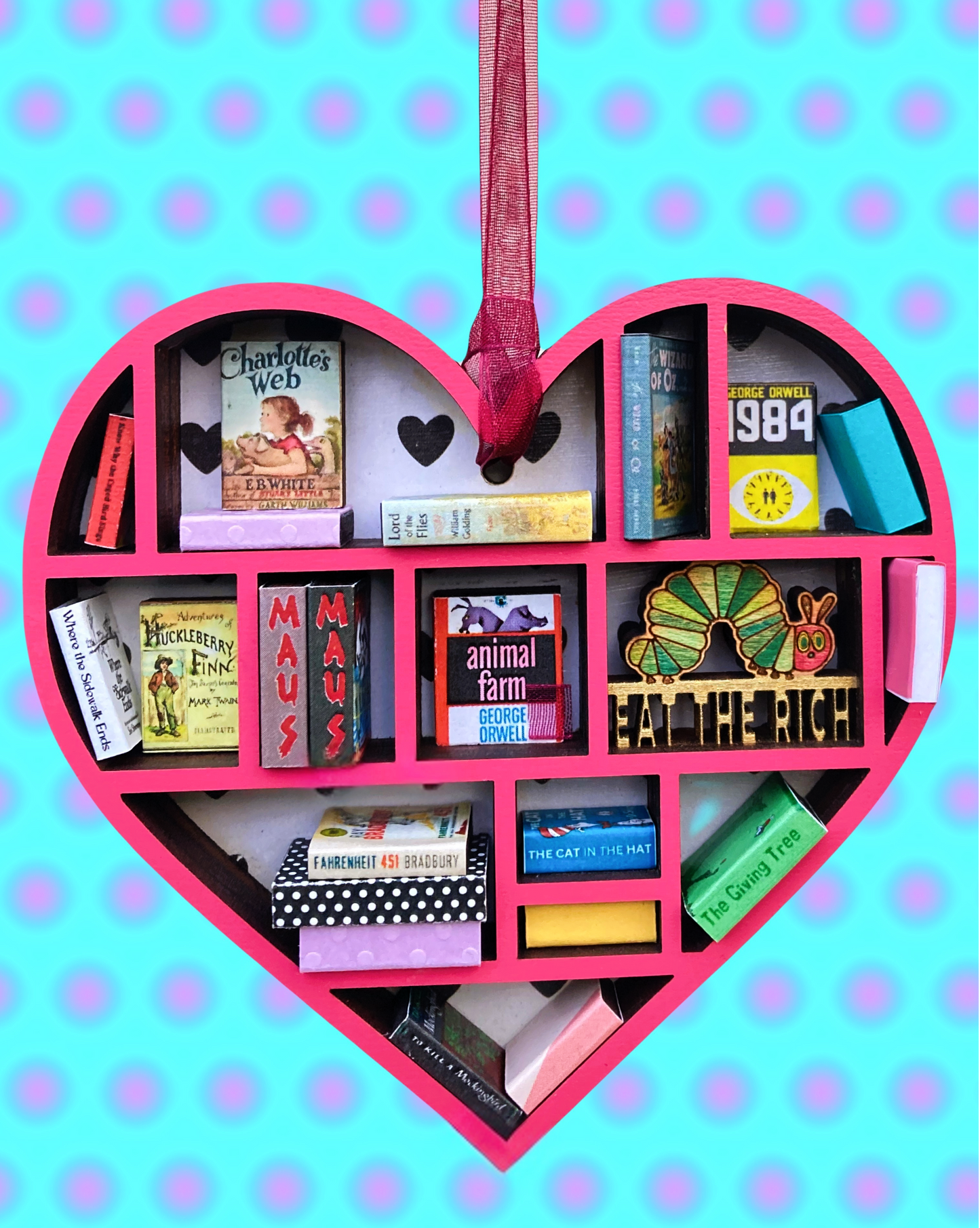Heart Book Ornament - Eat the Rich! - Pink