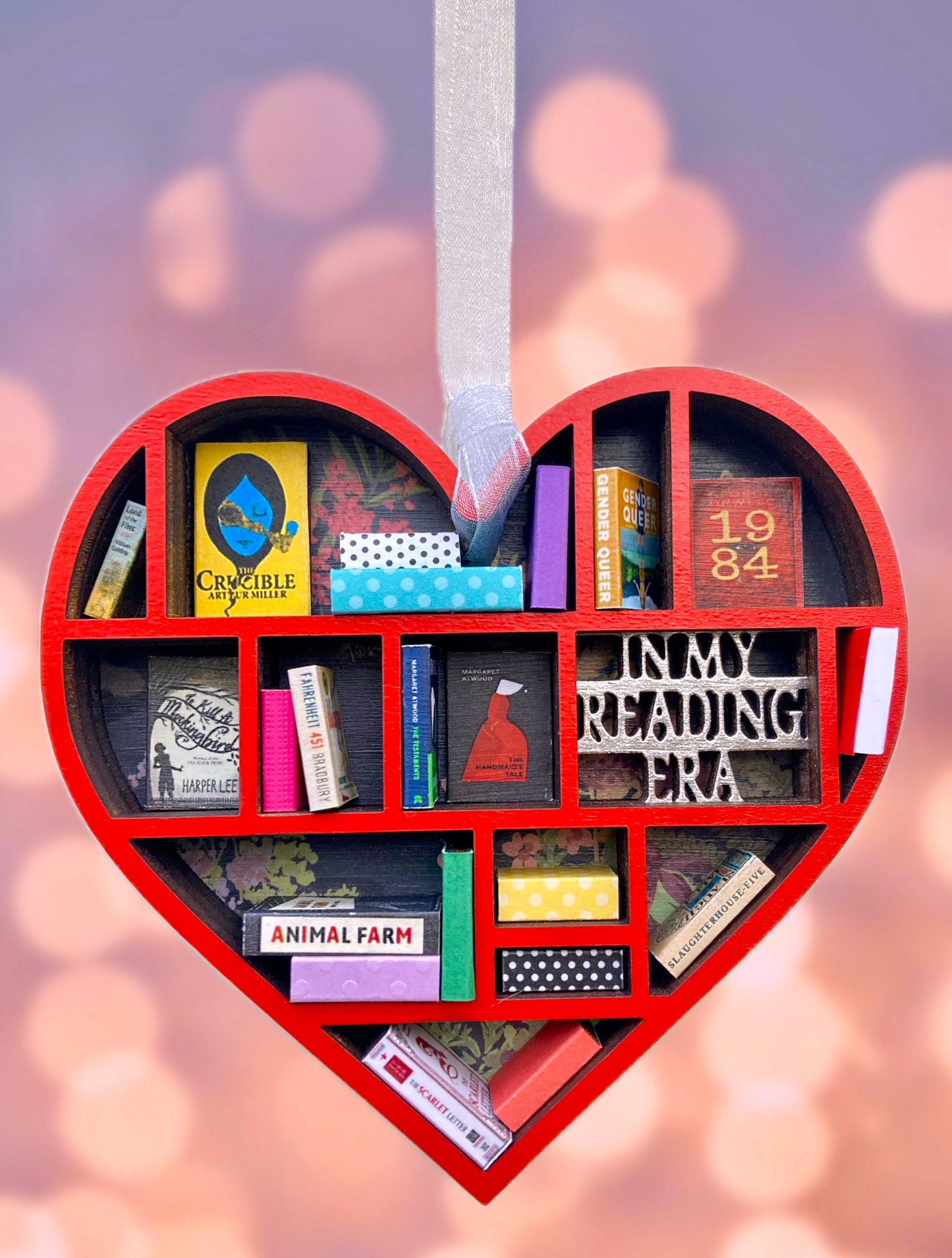 Heart Book Ornament - In My Reading Era - Red