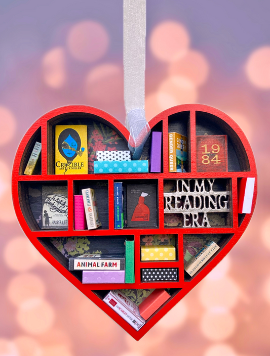 Heart Book Ornament - In My Reading Era - Red